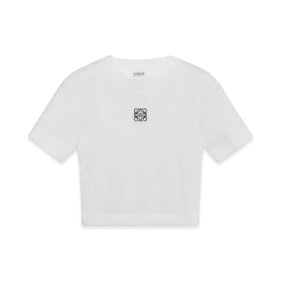 LOEWE Women's Anagram Top in Ribbed Cotton Jersey "Black"