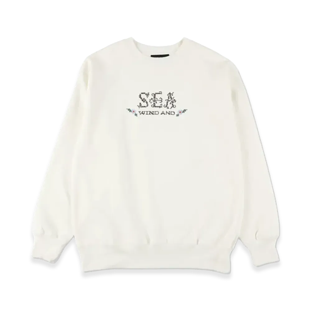 WIND AND SEA Hand Stitch Logo Crewneck Sweatshirt "White"