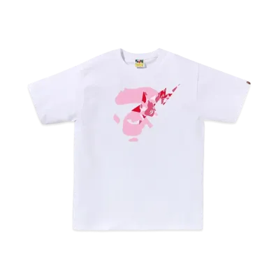 A BATHING APE ABC Camo Ape Face Sta Tee "White/Pink"