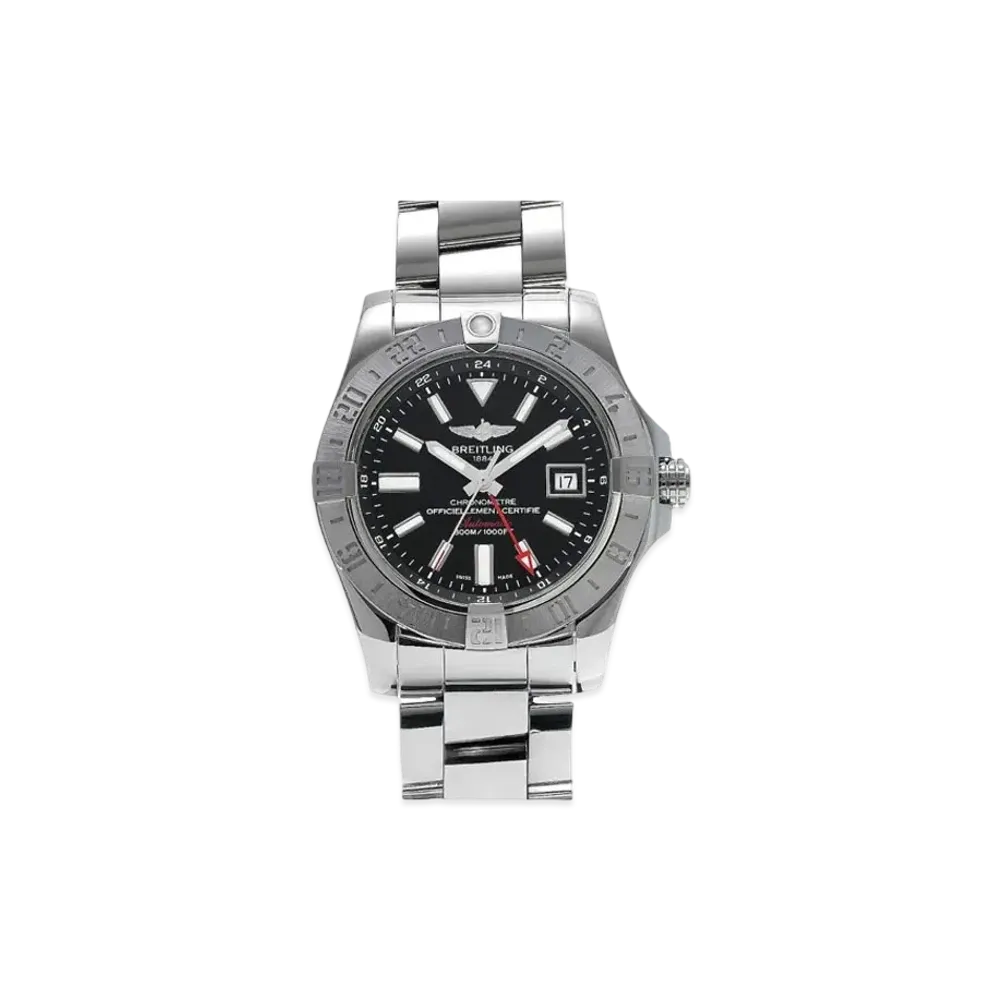 Breitling Avenger II GMT "Black/Stainless Steel"