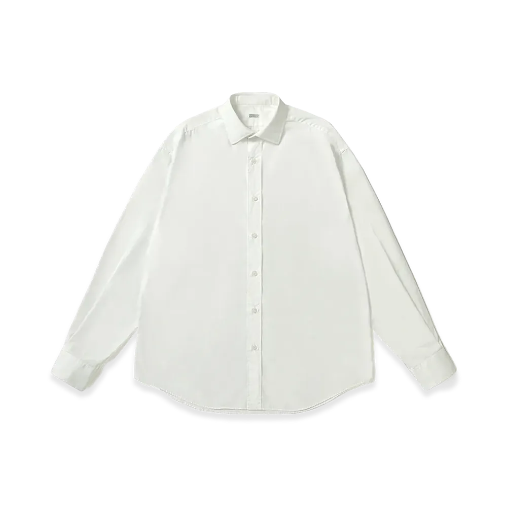 A.PRESSE Spread Collar Shirt "White"
