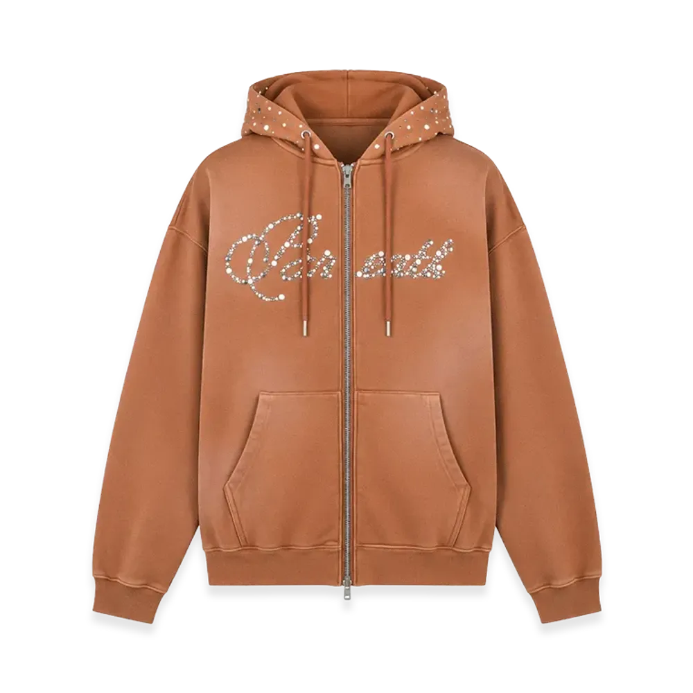BREATH Rhinestone Zip Hoodie "Brown"