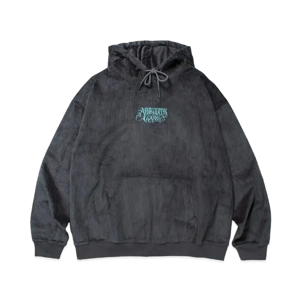 APHRODITEGANG Classic Logo Corduroy Hooded Shirt "Grey Blue"