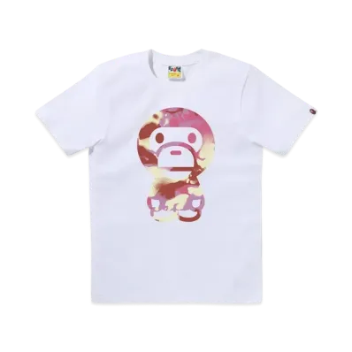 A BATHING APE Map Camo Big Baby Milo Tee "White/Pink"