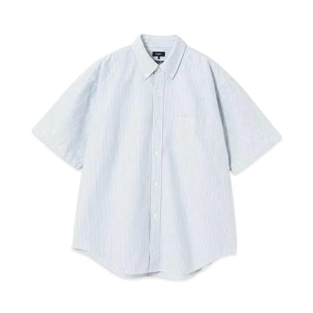 BEAMS Wide Fit 3/4 Sleeve Button Down Shirt "BlueStripe"