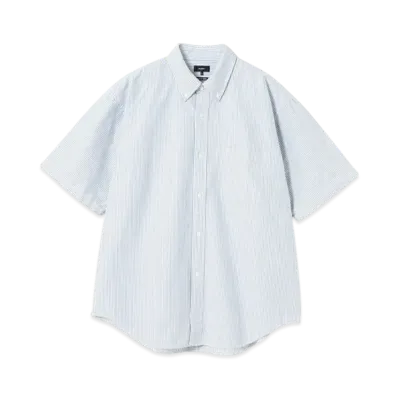 BEAMS Wide Fit 3/4 Sleeve Button Down Shirt "BlueStripe"