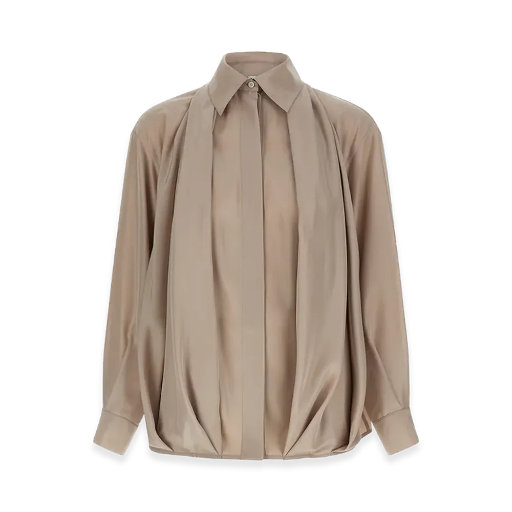LOEWE Women's Silk Draped Shirt "Pink"