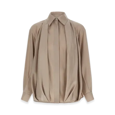 LOEWE Women's Silk Draped Shirt "Pink"