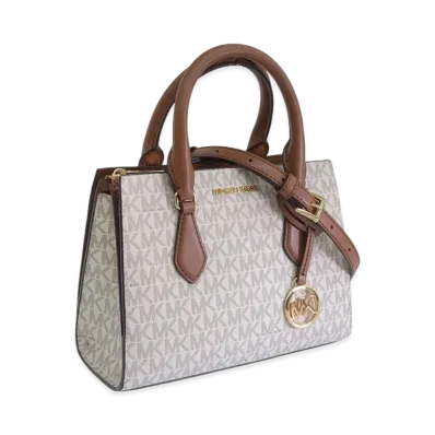 MICHAEL KORS Women's SM CZ Satchel "White/Brown"