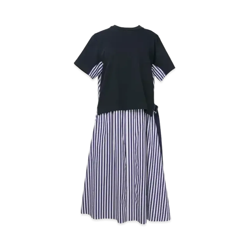 sacai Cotton Poplin x Cotton Jersey Dress "Navy Stripe"