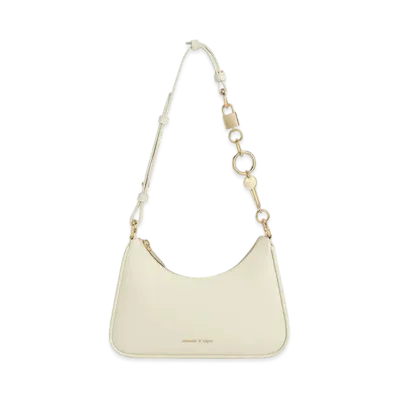 CHARLES & KEITH Lock & Keychain Handle Trapeze Bag "Cream"