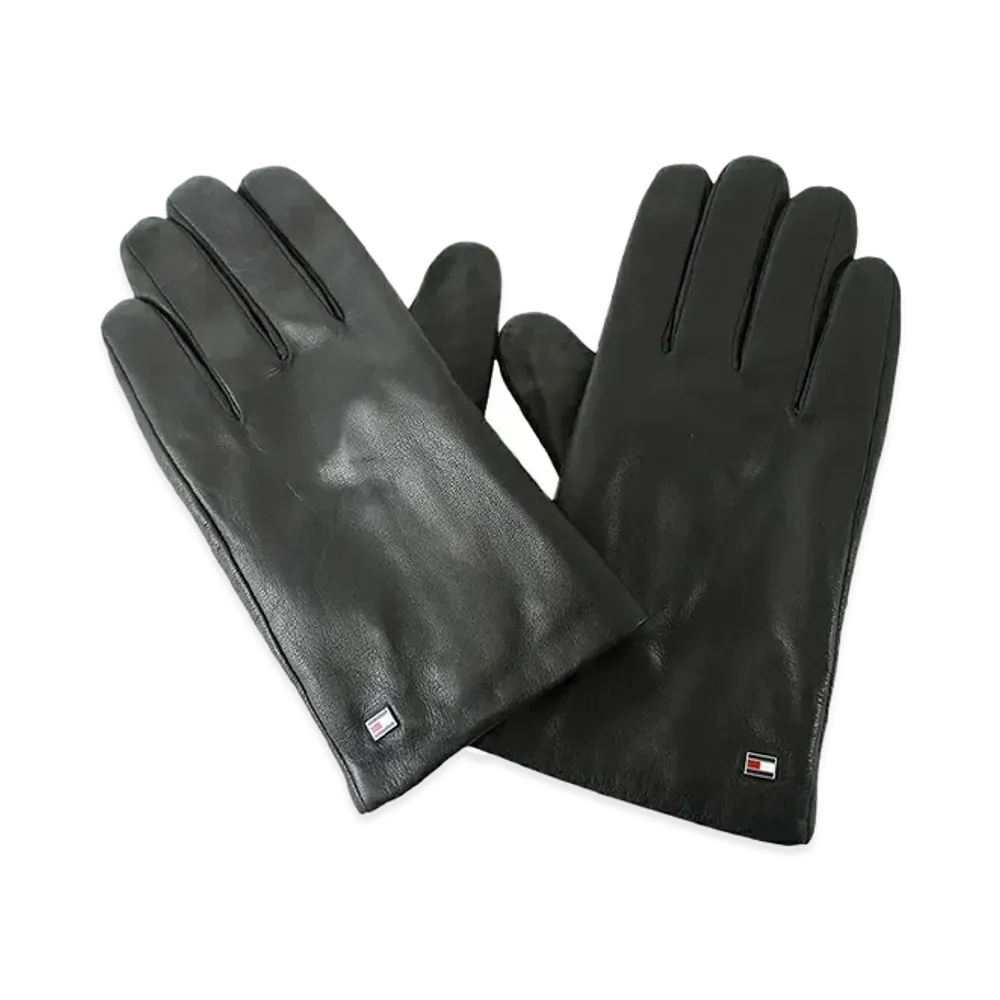 TOMMY HILFIGER Essential Flag Leather Gloves "Black"
