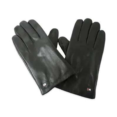 TOMMY HILFIGER Essential Flag Leather Gloves "Black"