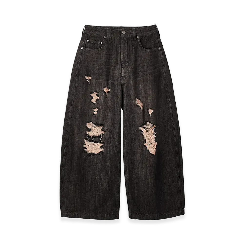 X-Girl Women's Distressed Baggy Denim Pants "Black"