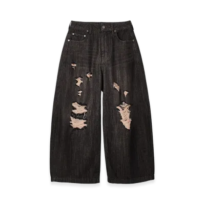X-Girl Women's Distressed Baggy Denim Pants "Black"
