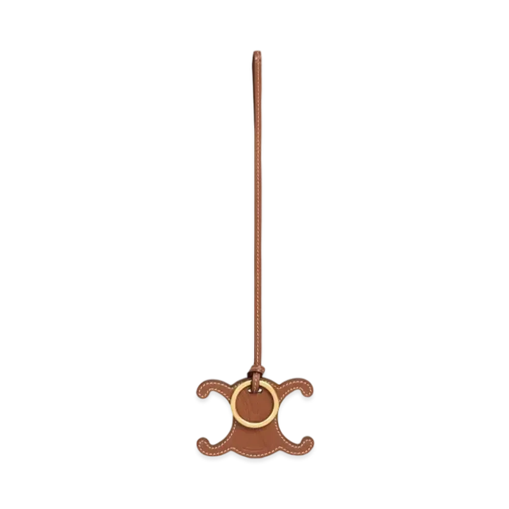 CELINE Triomphe Keyring Charm In Smooth Calfskin "Tan"