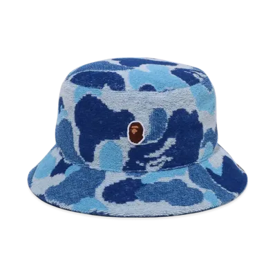 A BATHING APE Abc Camo Pile Jacquard Bucket Hat "Blue"
