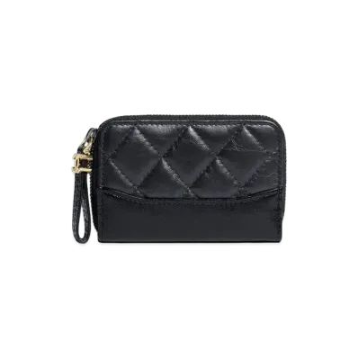 CHANEL Zip Coin Purse Aged Calfskin & Calfskin "Black"