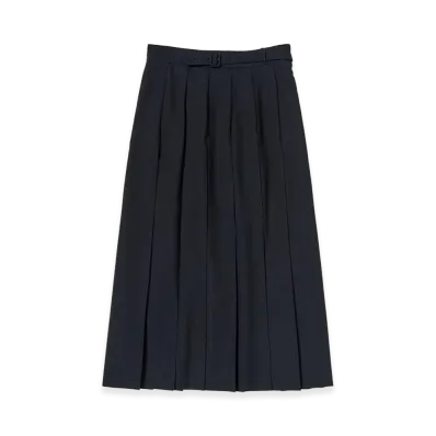 AURALEE Women's Wool Kid Mohair Hopsack Pleated Skirt "Dark Navy"