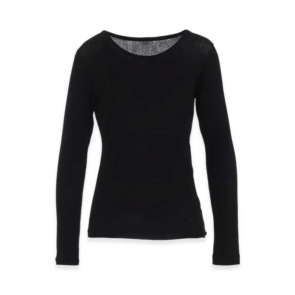 Yohji Yamamoto High Twisted Rib Round Neck Long Slv T "Black"