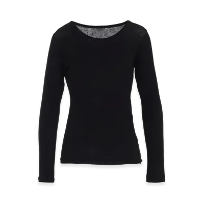 Yohji Yamamoto High Twisted Rib Round Neck Long Slv T "Black"