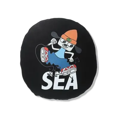 WIND AND SEA x PaRappa the Rapper (Parappa&SEA) Round Cushion "Black"