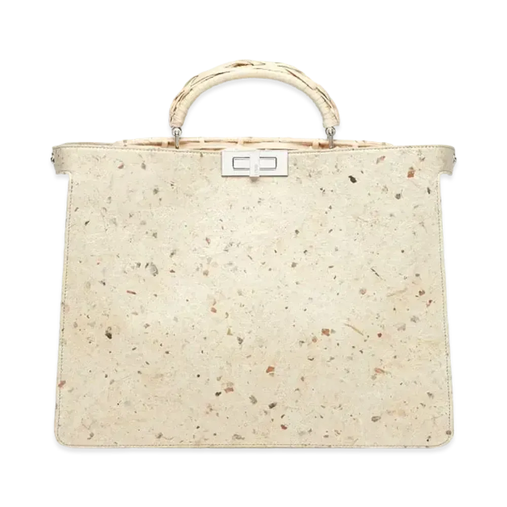 FENDI x Kengo Kuma Peekaboo ISeeU Medium Natural Washi Paper and Wicker Bag "White"
