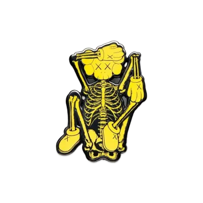 KAWS Skelton Pin "Yellow"