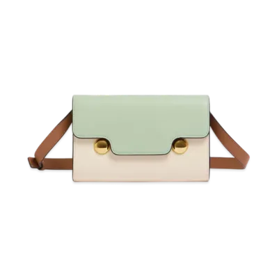 MARNI Trunkaroo Clutch in Leather "Linden/Shell/Cinnamon"