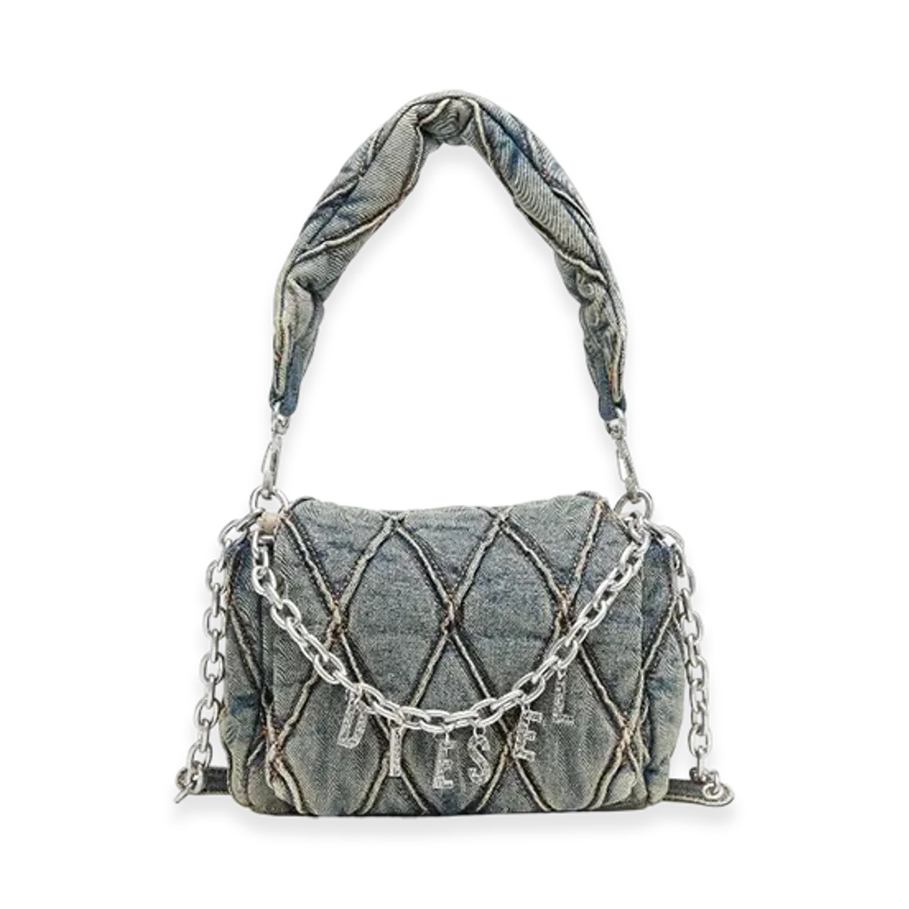 Diesel Charm-D Shoulder S Denim Quilted Shoulder Bag S "Dark Blue"