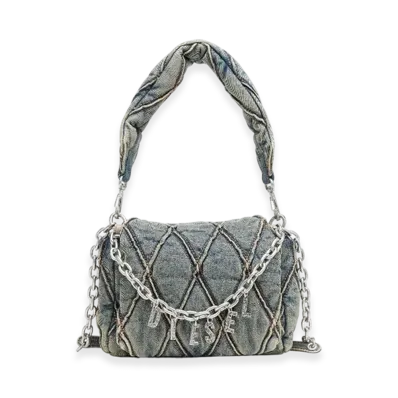 Diesel Charm-D Shoulder S Denim Quilted Shoulder Bag S "Dark Blue"