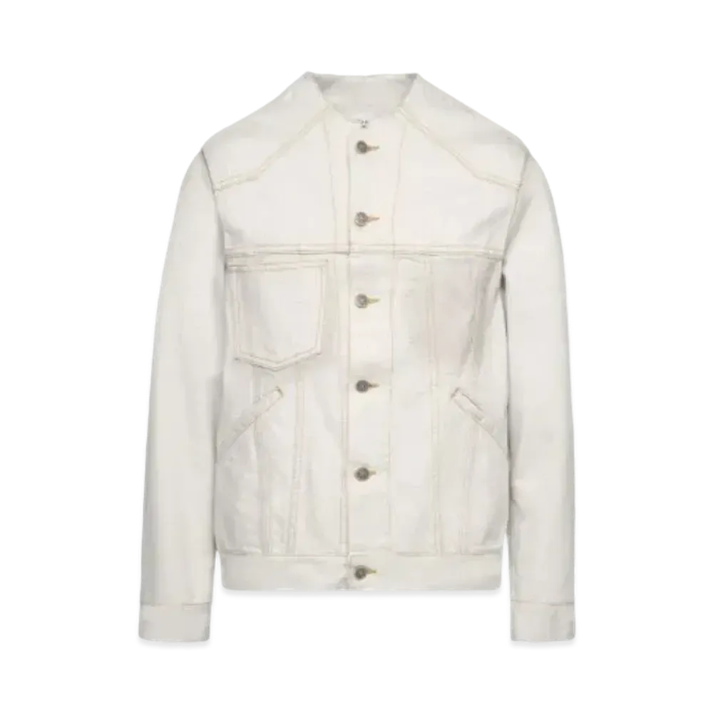 Maison Margiela Collarless Chalk Selvedge Denim Jacket "Ice"