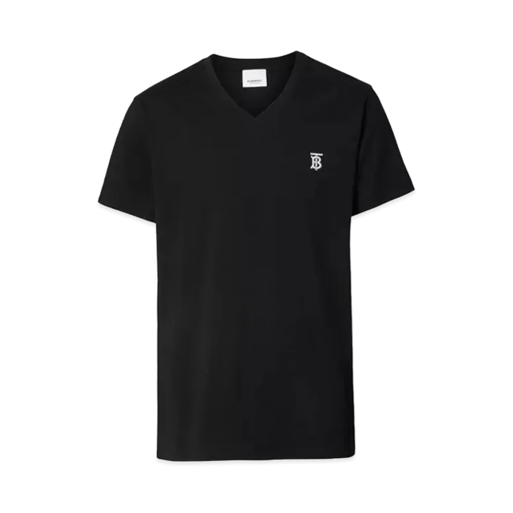 Burberry Men's Monogram Motif Cotton V-Neck T-shirt "Black"