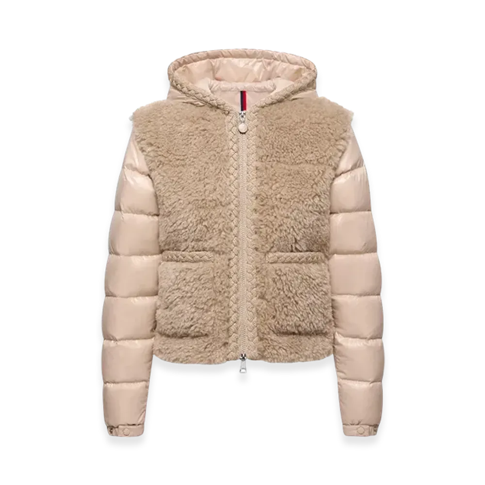 MONCLER Plantay Hooded Teddy Short Down Jacket "Beige"