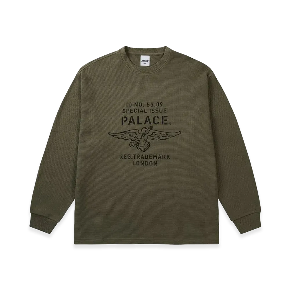 PALACE Dove Stamp Waffle Longsleeve "Army Olive"