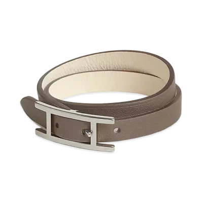 Hermes Behapi Double Tour Bracelet "Etoupe/Nata/Palladium"