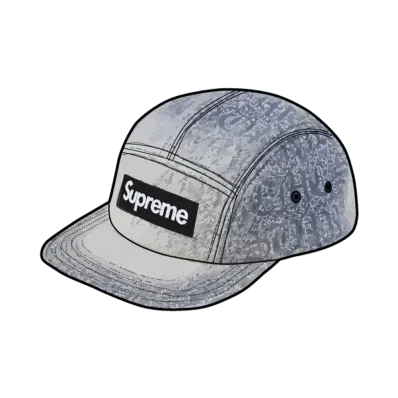 Supreme Stitched Old English Denim Camp Cap "Blue"