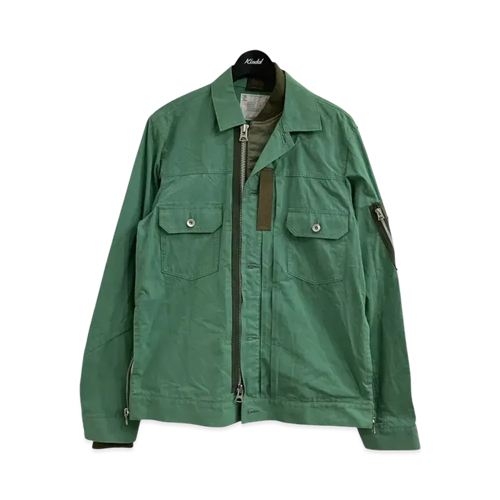 Sacai Cotton Nylon Oxford Blouson Jacket "Green"