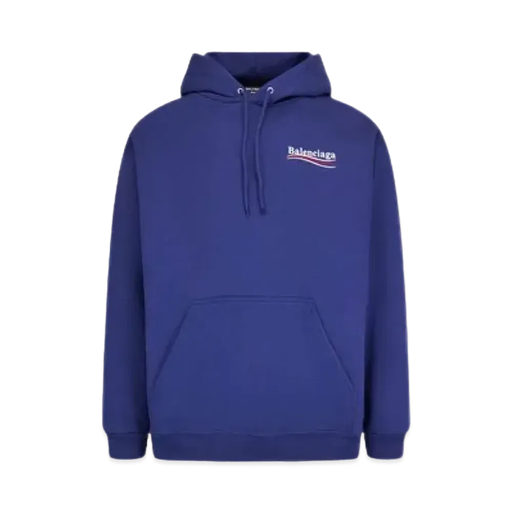 BALENCIAGA MENS Political Campaign Medium Fit Hoodie "Blue"