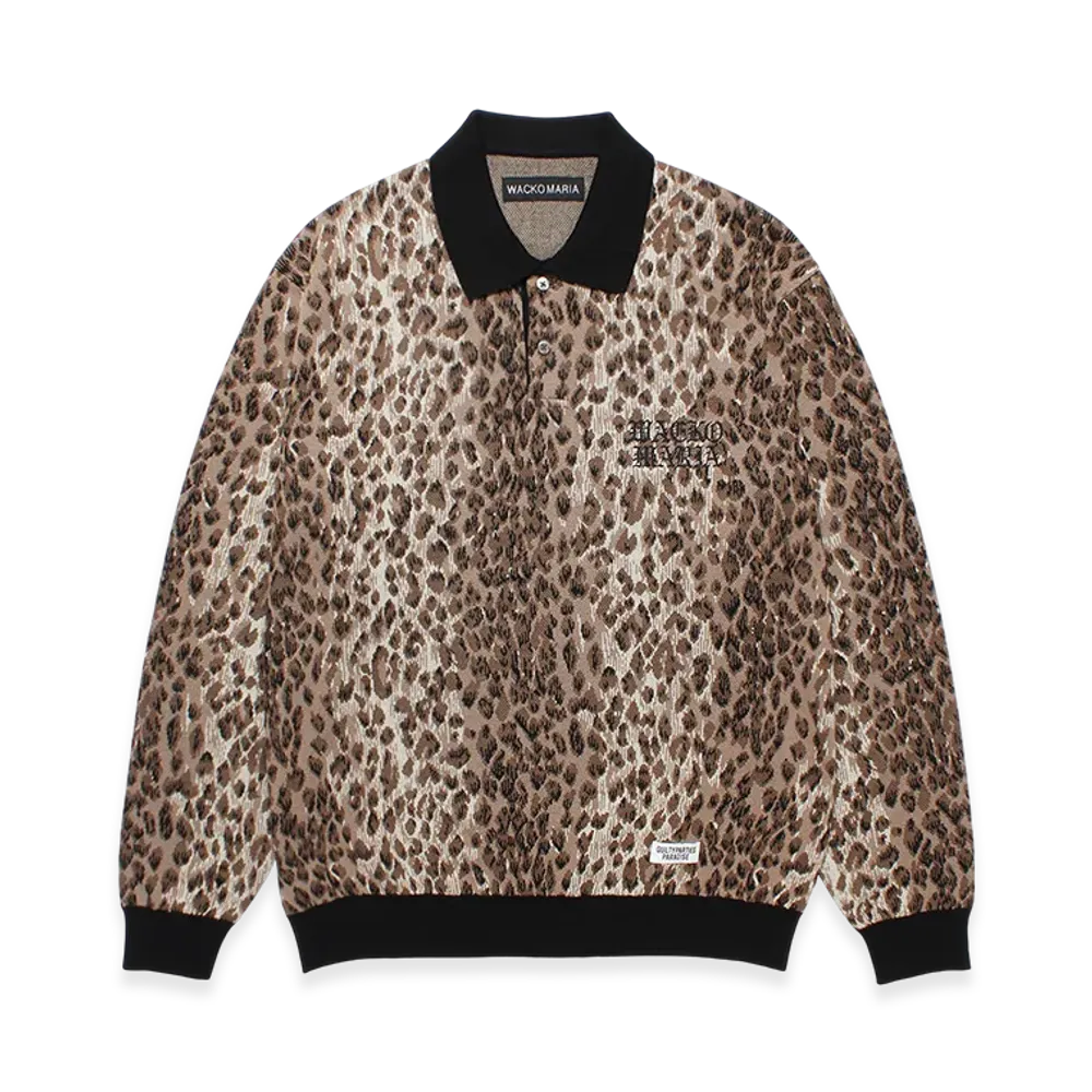 WACKO MARIA Jacquard Knit Polo Shirt "Beige"
