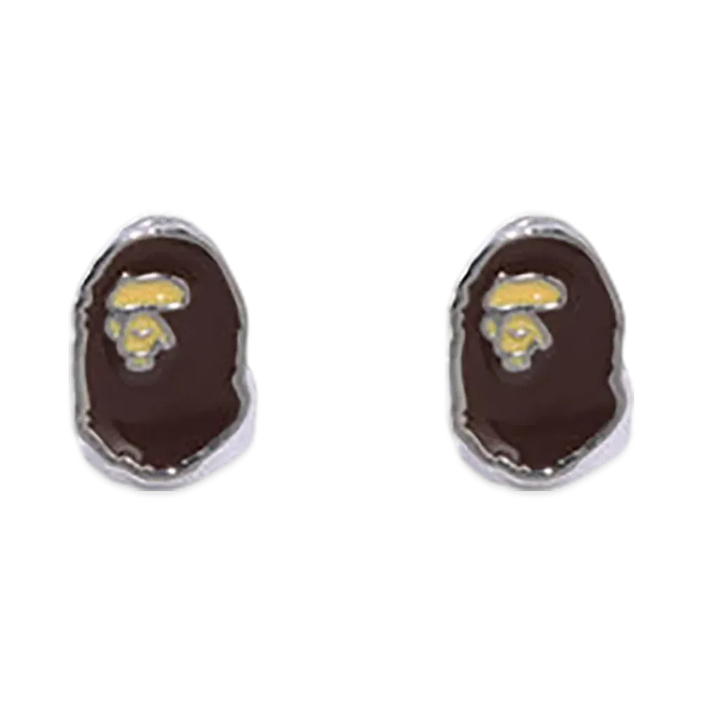 A BATHING APE Ape Head Earrings "Brown"