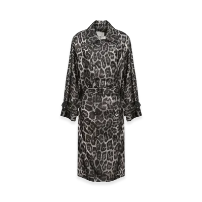 STELLA McCARTNEY Women's Leopard-Print Belted Trench Coat "Gray"