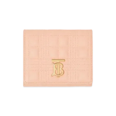 Burberry Small Quilting Lambskin Lola Folding Wallet "Peach Pink"