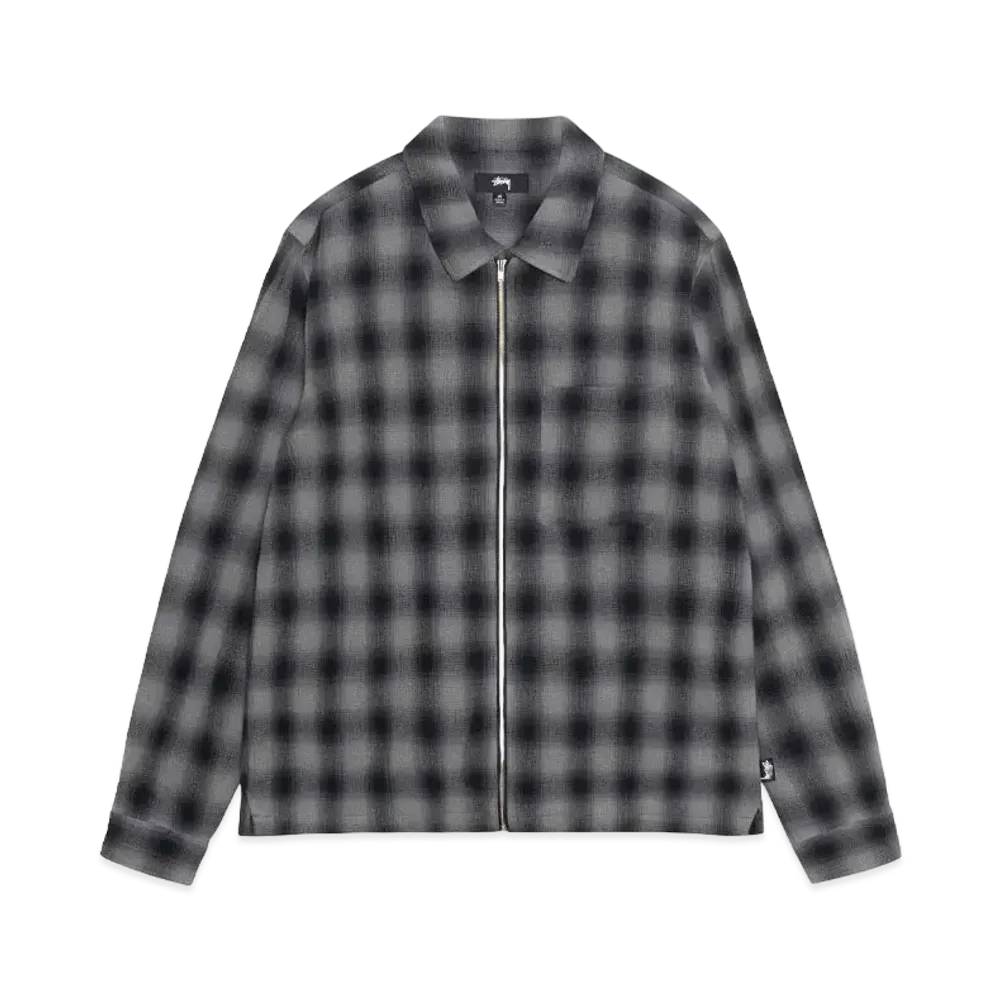 Stussy Zip Shirt Twisted Yarn Plaid "Charcoal"