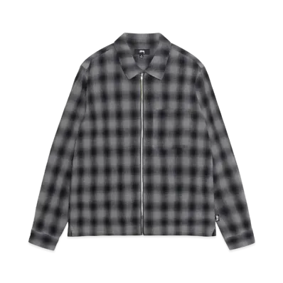 Stussy Zip Shirt Twisted Yarn Plaid "Charcoal"