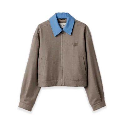 MIU MIU Gabardine Blouson Jacket "Bark Brown"