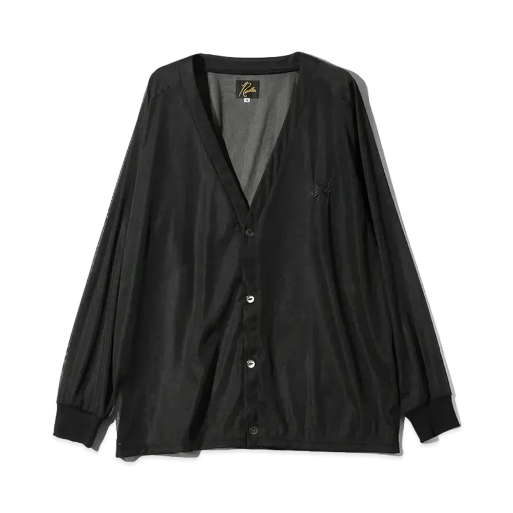 Needles V Neck Cardigan Poly Tricot Chiffon "Black"