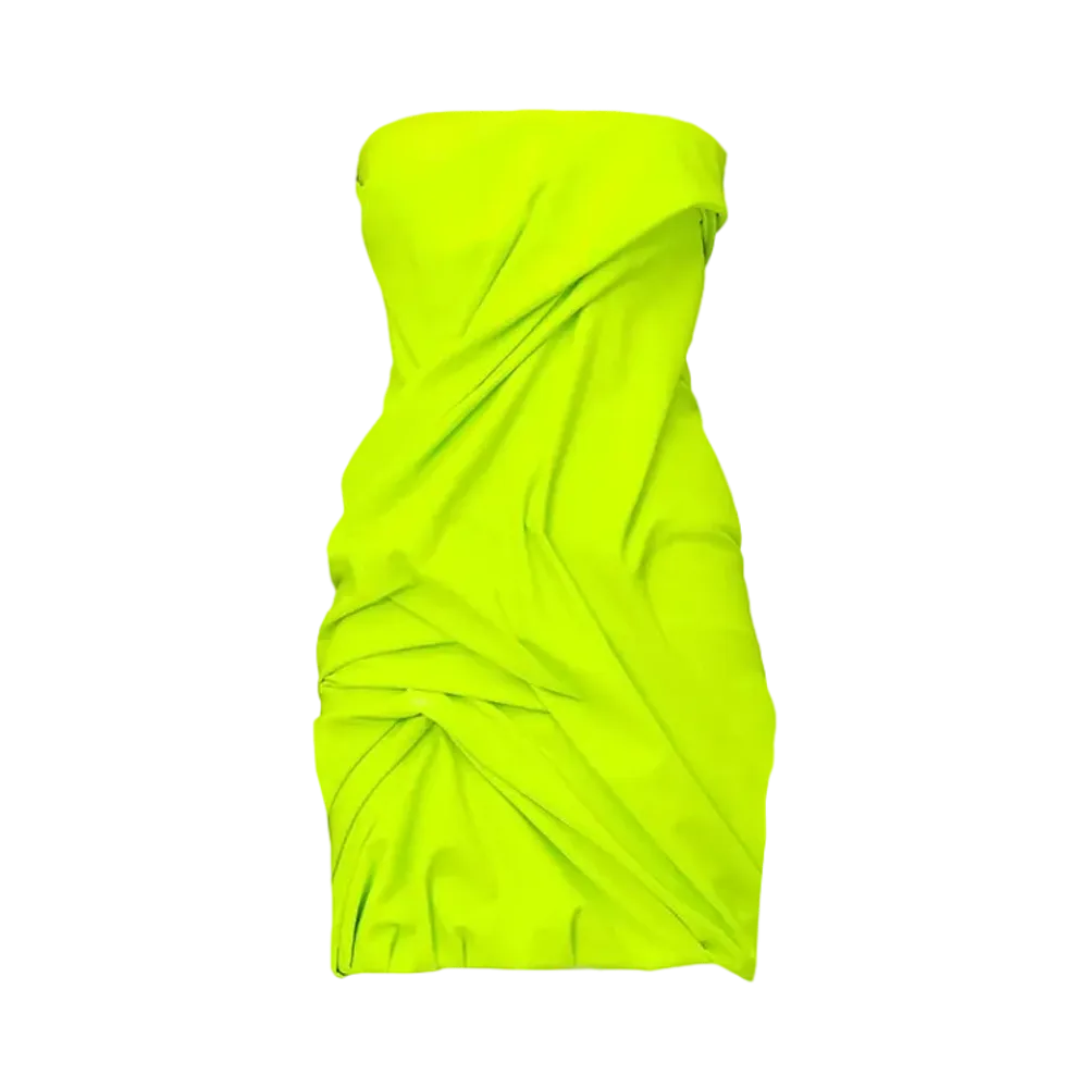 Alexander McQUEEN Draped Mini Dress "Acid Yellow"