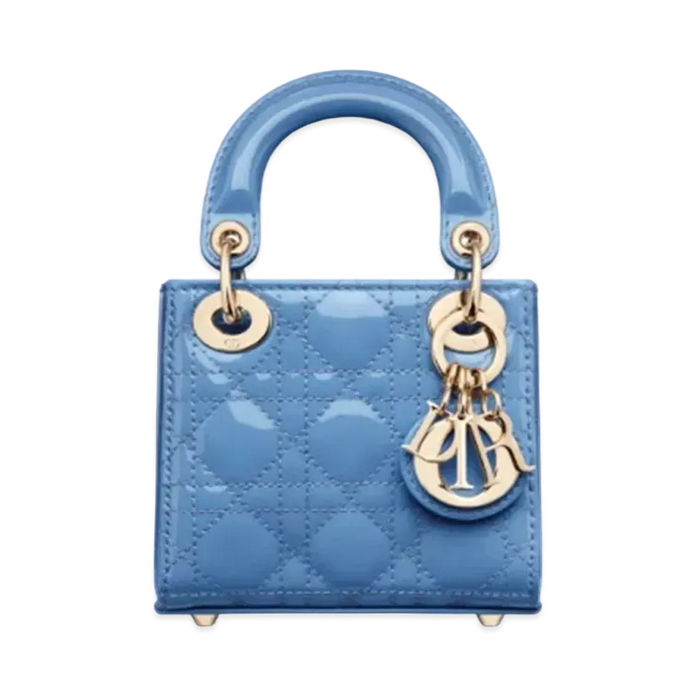 Dior Micro Lady Dior Bag Cornflower Blue Patent Cannage Calfskin "Cornflower Blue"