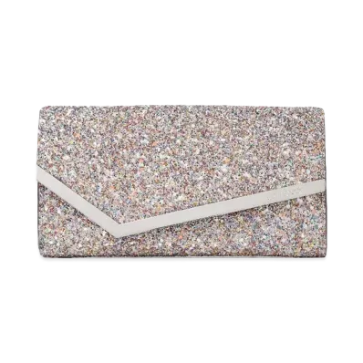Jimmy Choo Emmie Luminous Glitter Clutch Bag "Mochi"
